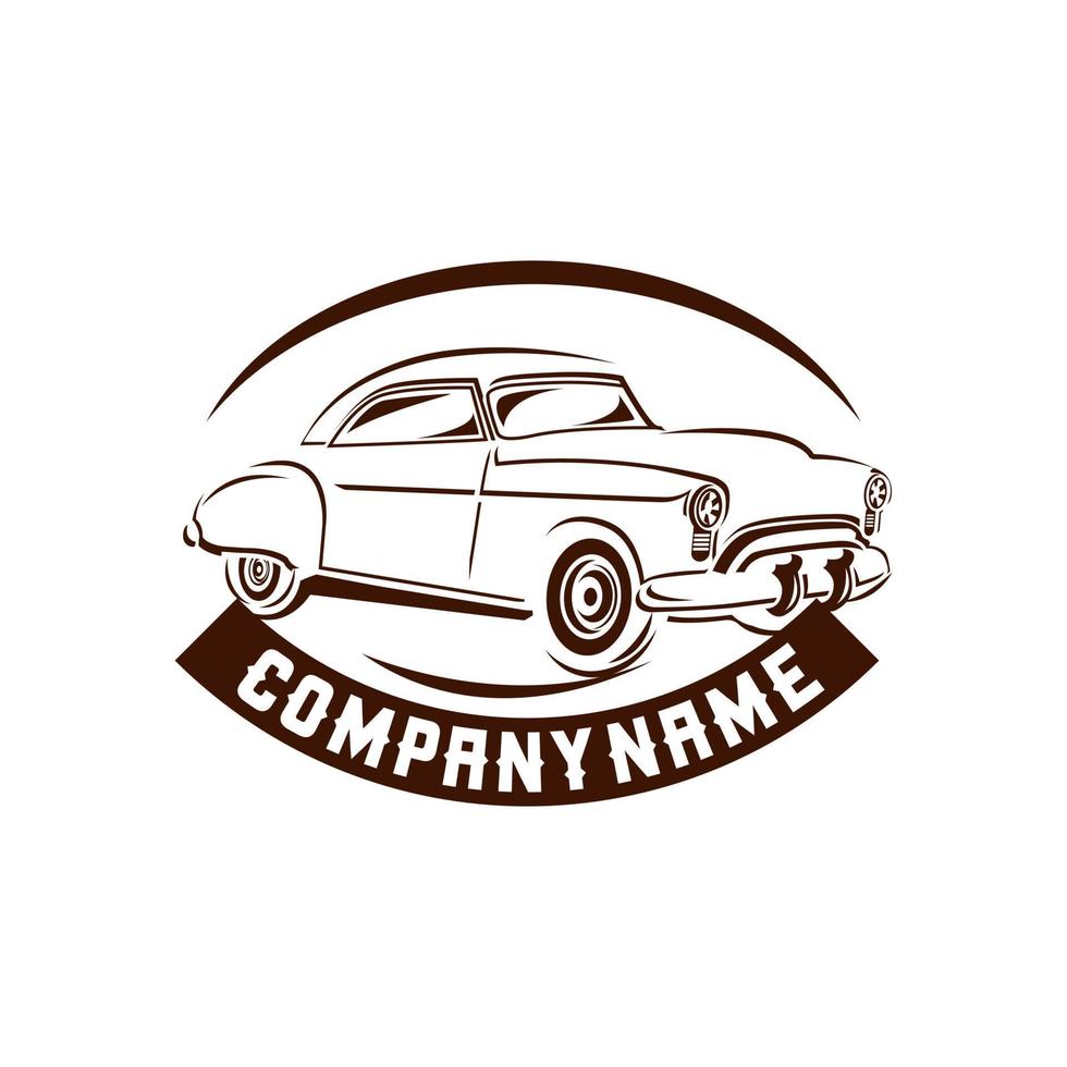 classic car emblems, badges and signs. Service car repair, restoration and car club design elements. Hot rod sign with flame. vector