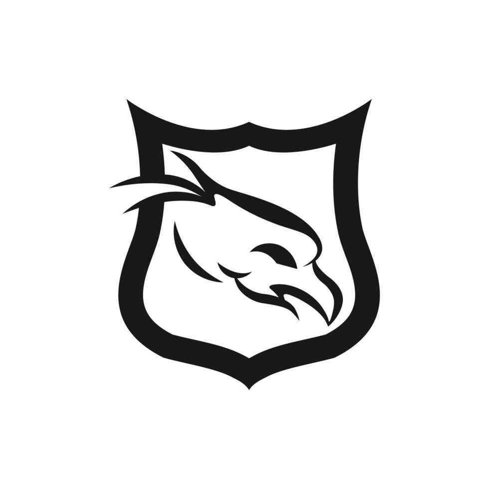 Eagle Shield Logo design vector template Negative space style. Legal Lawyer Security Guard Protection Defense Logotype concept icon.