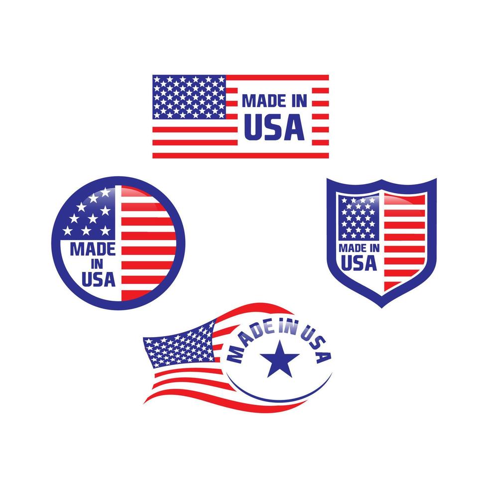 made in USA sign logo american flag US icon vector with red blue star stripes design element