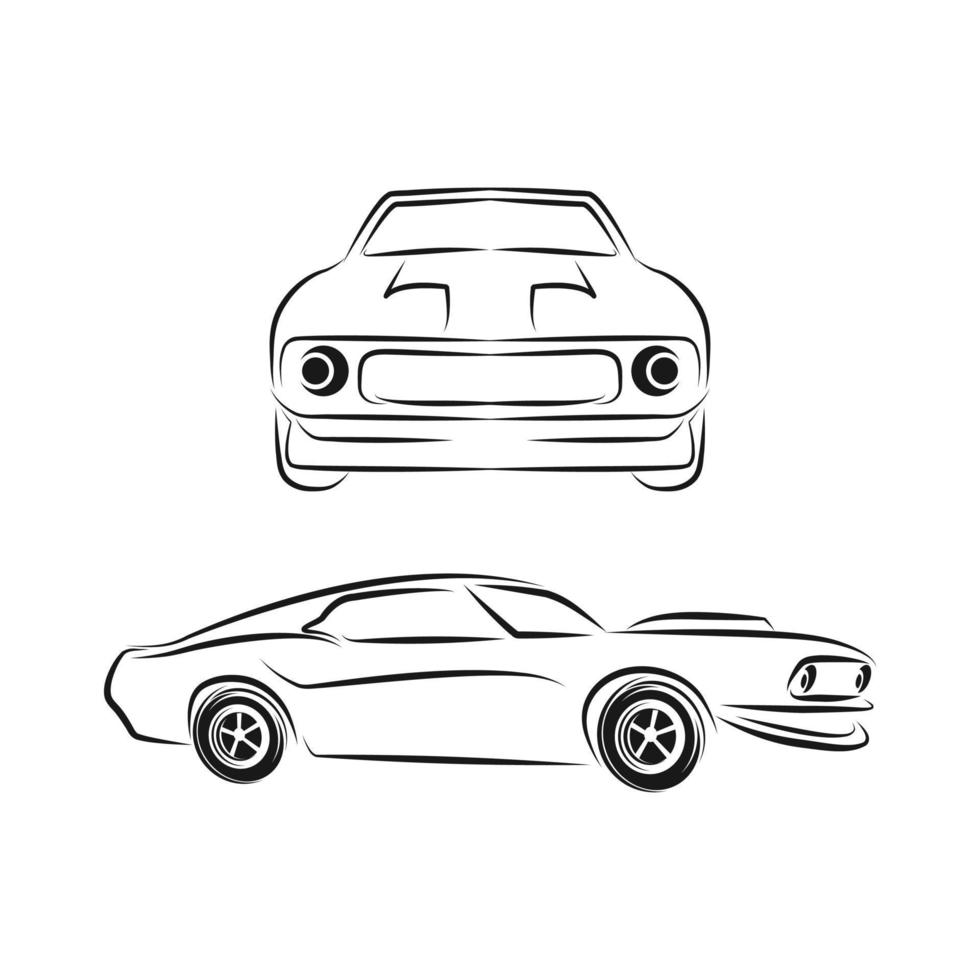 silueta de muscle car sobre fondo blanco con reflejo. ilustración vectorial vector