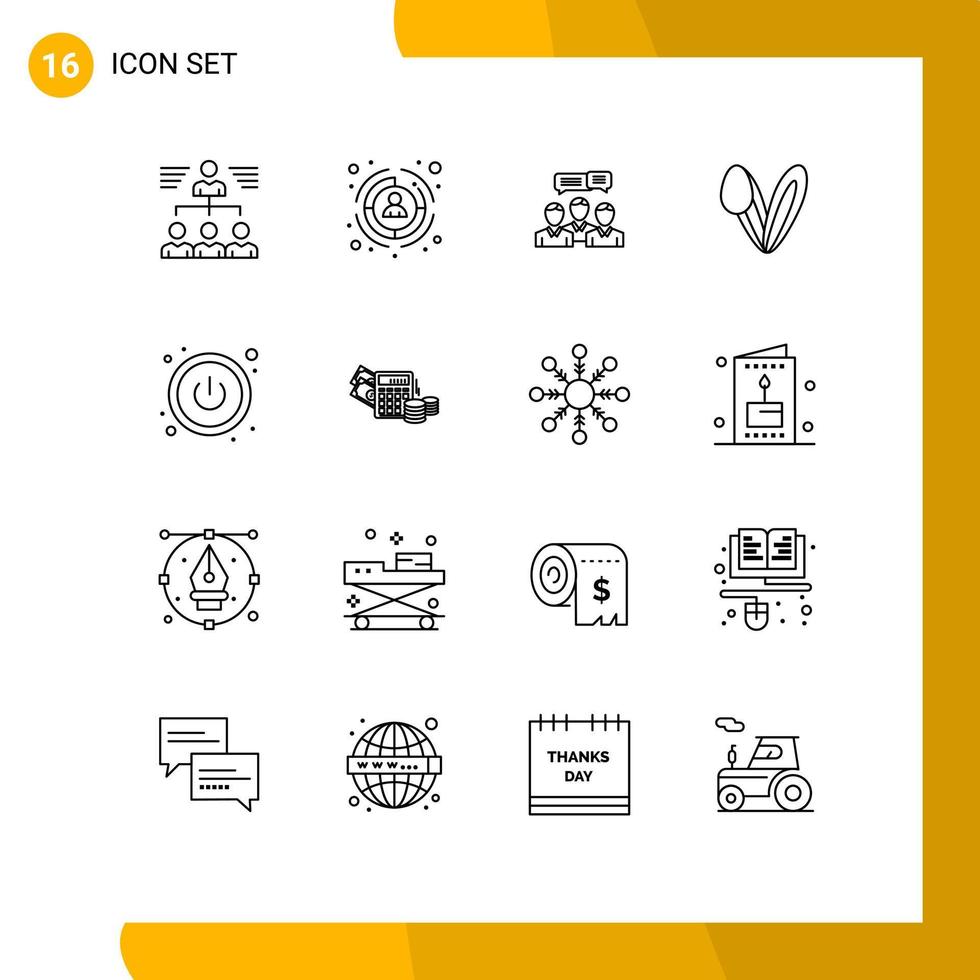 Editable Vector Line Pack of 16 Simple Outlines of face animal target online dialog Editable Vector Design Elements