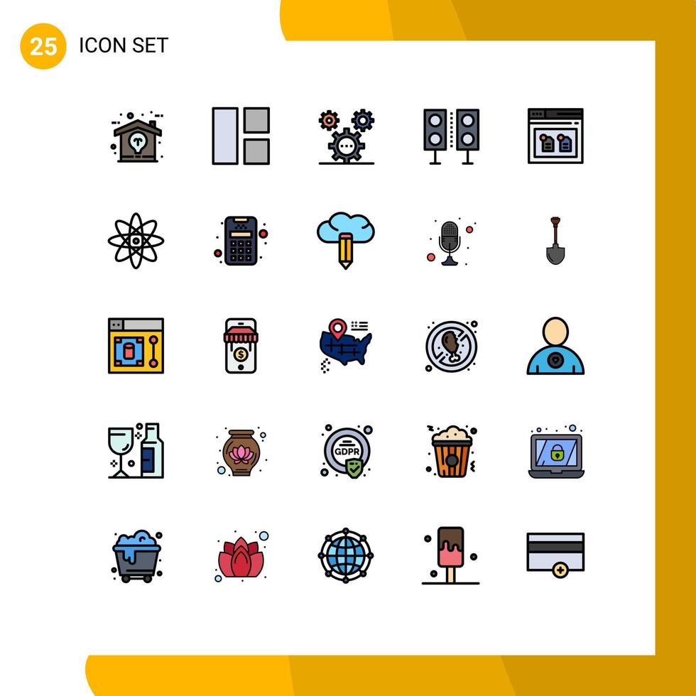 paquete de iconos vectoriales de stock de 25 signos y símbolos de línea para productos tecnológicos que codifican la programación electrónica elementos de diseño vectorial editables vector