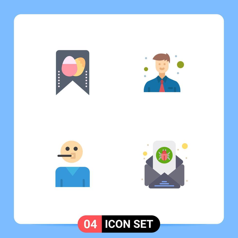 4 Thematic Vector Flat Icons and Editable Symbols of tag support business avatar bug Editable Vector Design Elements