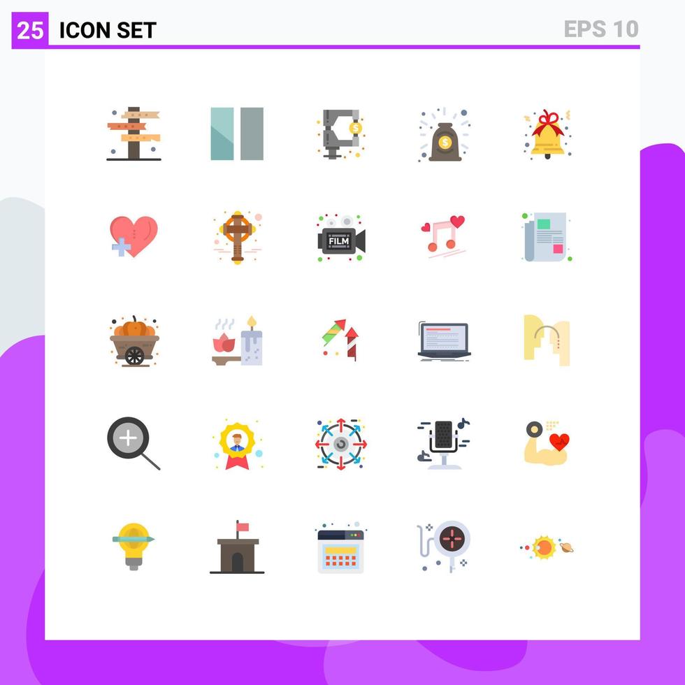 User Interface Pack of 25 Basic Flat Colors of bell contract layout collaboration tax Editable Vector Design Elements