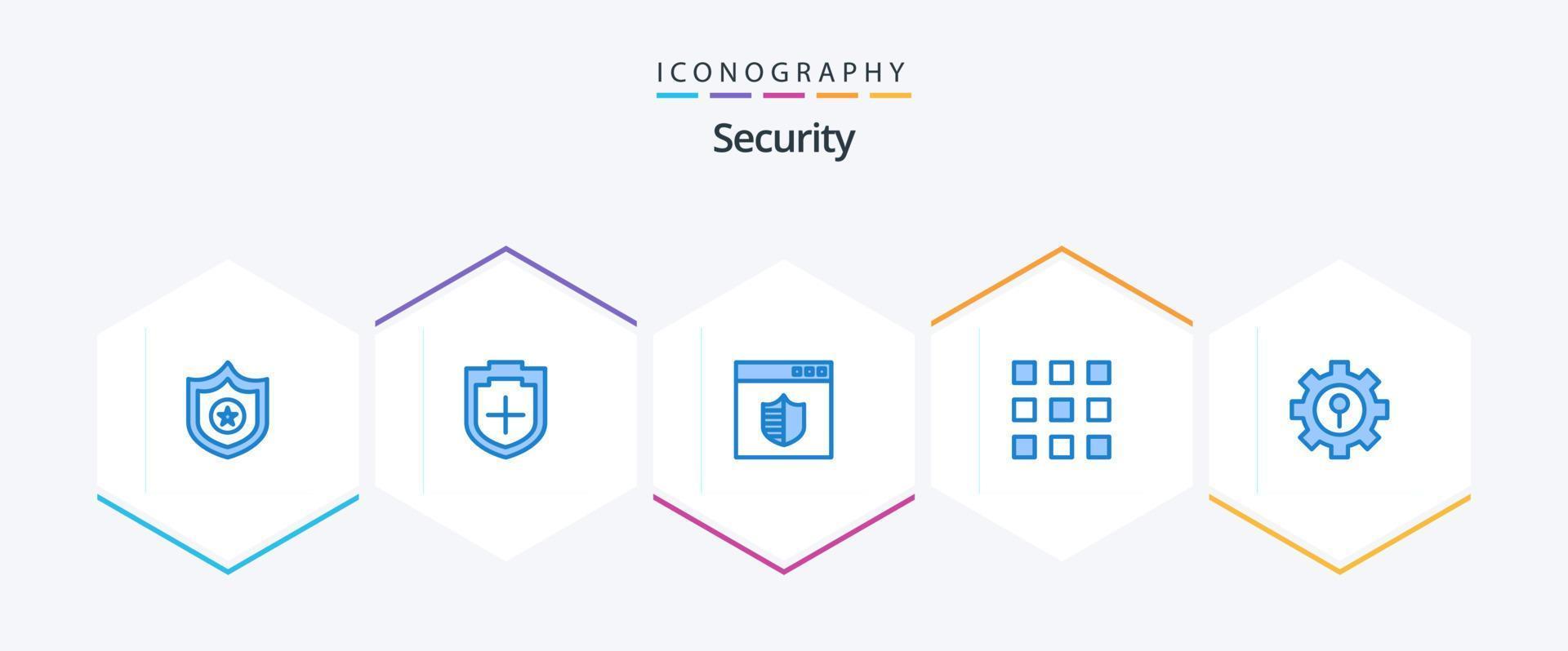 paquete de iconos azules de seguridad 25 que incluye candado. número. seguro. cerrar con llave. código vector