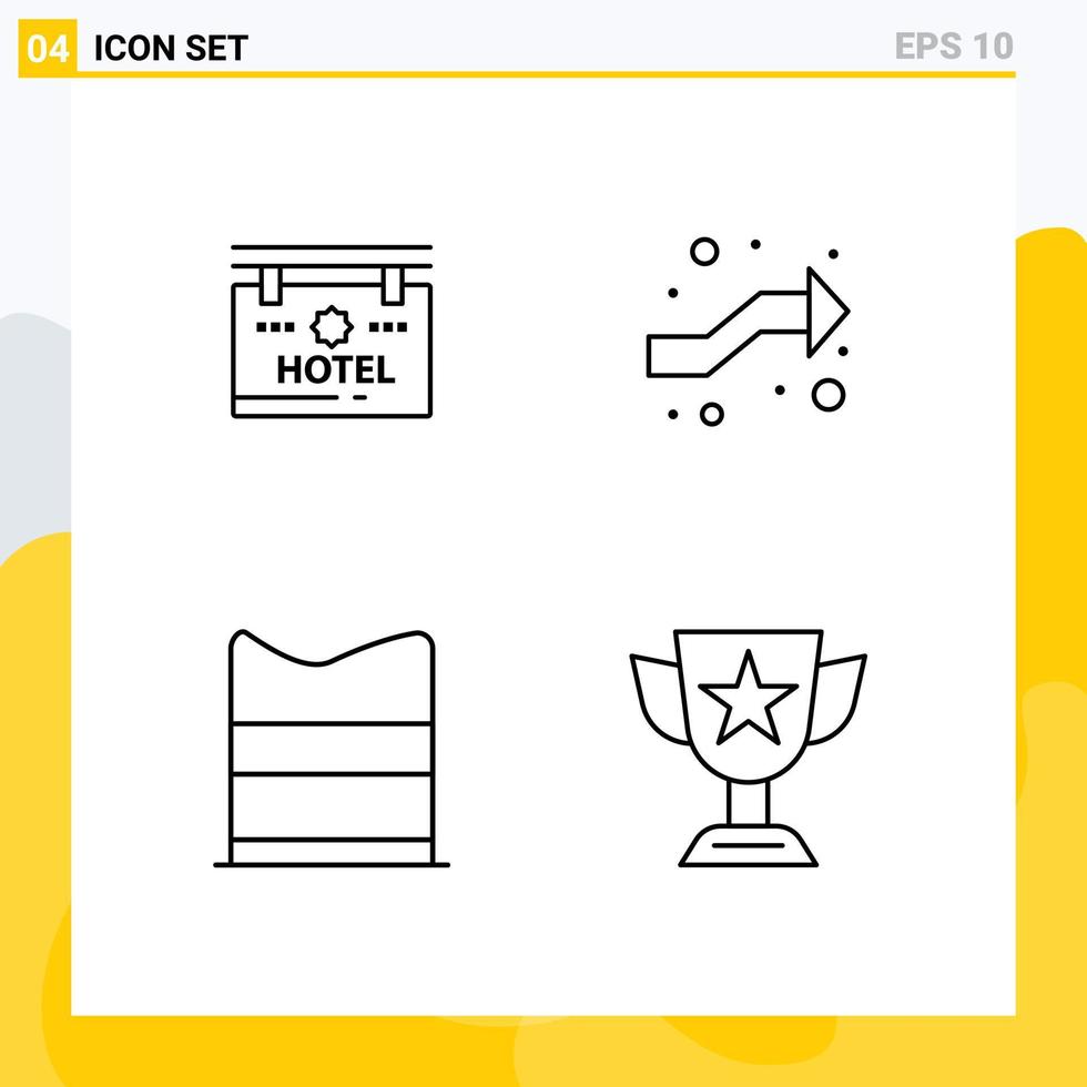 Pictogram Set of 4 Simple Filledline Flat Colors of hotel design location intersection web Editable Vector Design Elements