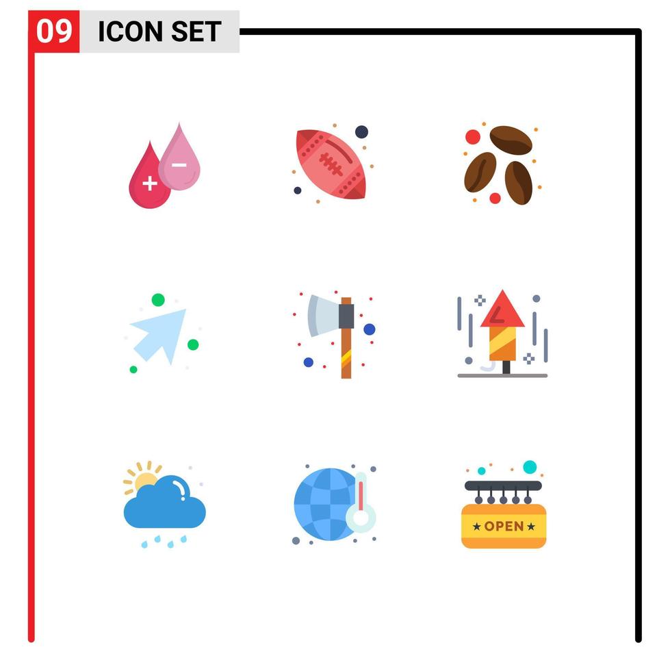 paquete de iconos vectoriales de 9 líneas y símbolos para celebración hacha cafeína hacha elementos de diseño vectorial editables vector