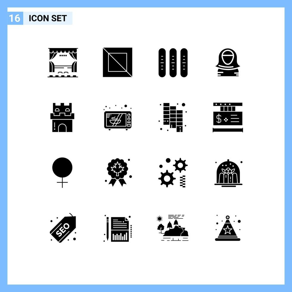 paquete de iconos de vectores de stock de 16 signos y símbolos de línea para elementos de diseño de vectores editables de pan de avatar de carácter islam