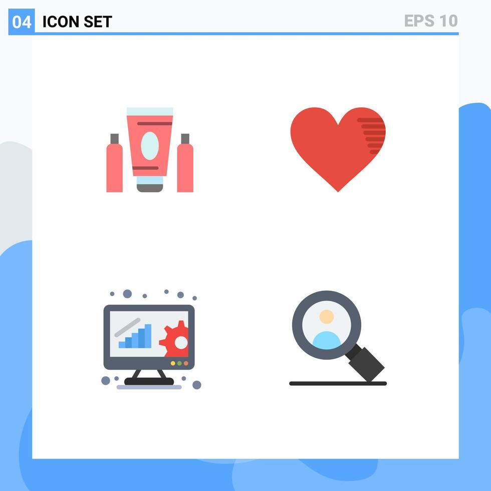 conjunto de iconos planos de interfaz móvil de 4 pictogramas de análisis deportivo, atención médica como gestión de datos, elementos de diseño vectorial editables vector