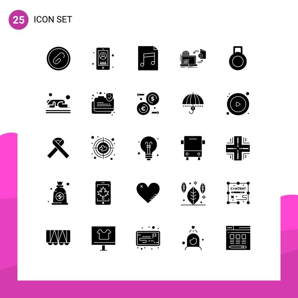 Set of 25 Modern UI Icons Symbols Signs for dumbbell publish user game disc Editable Vector Design Elements