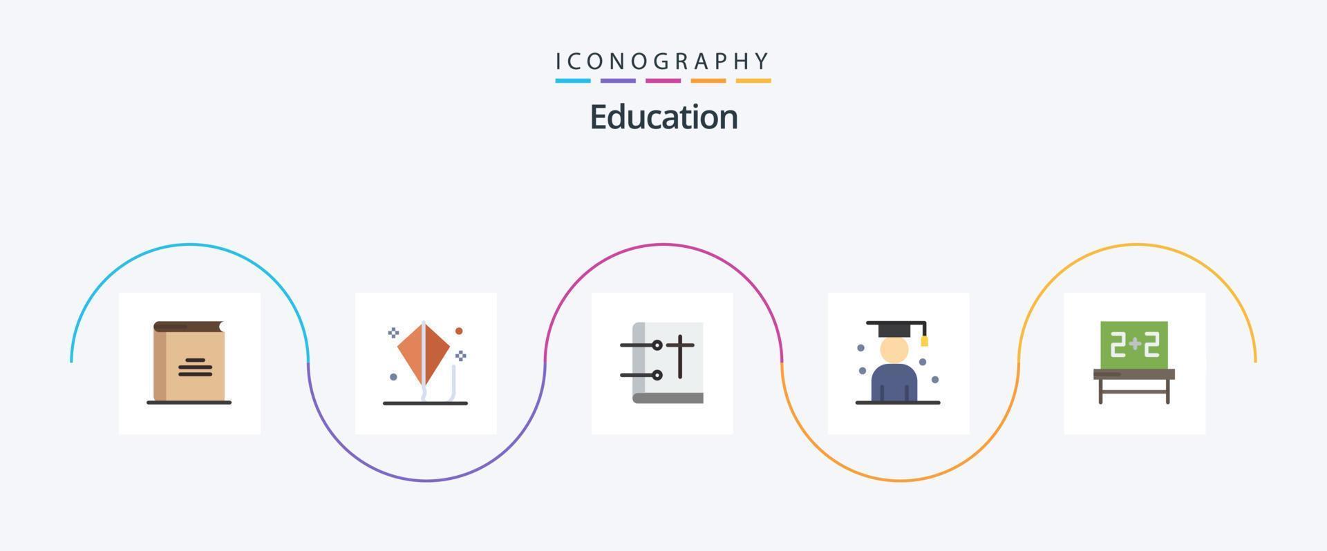 Education Flat 5 Icon Pack Including graduation. avatar. play. pray. church vector