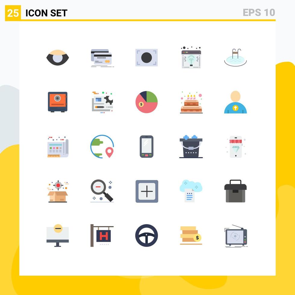 Modern Set of 25 Flat Colors Pictograph of hotel launch finance idea browser Editable Vector Design Elements