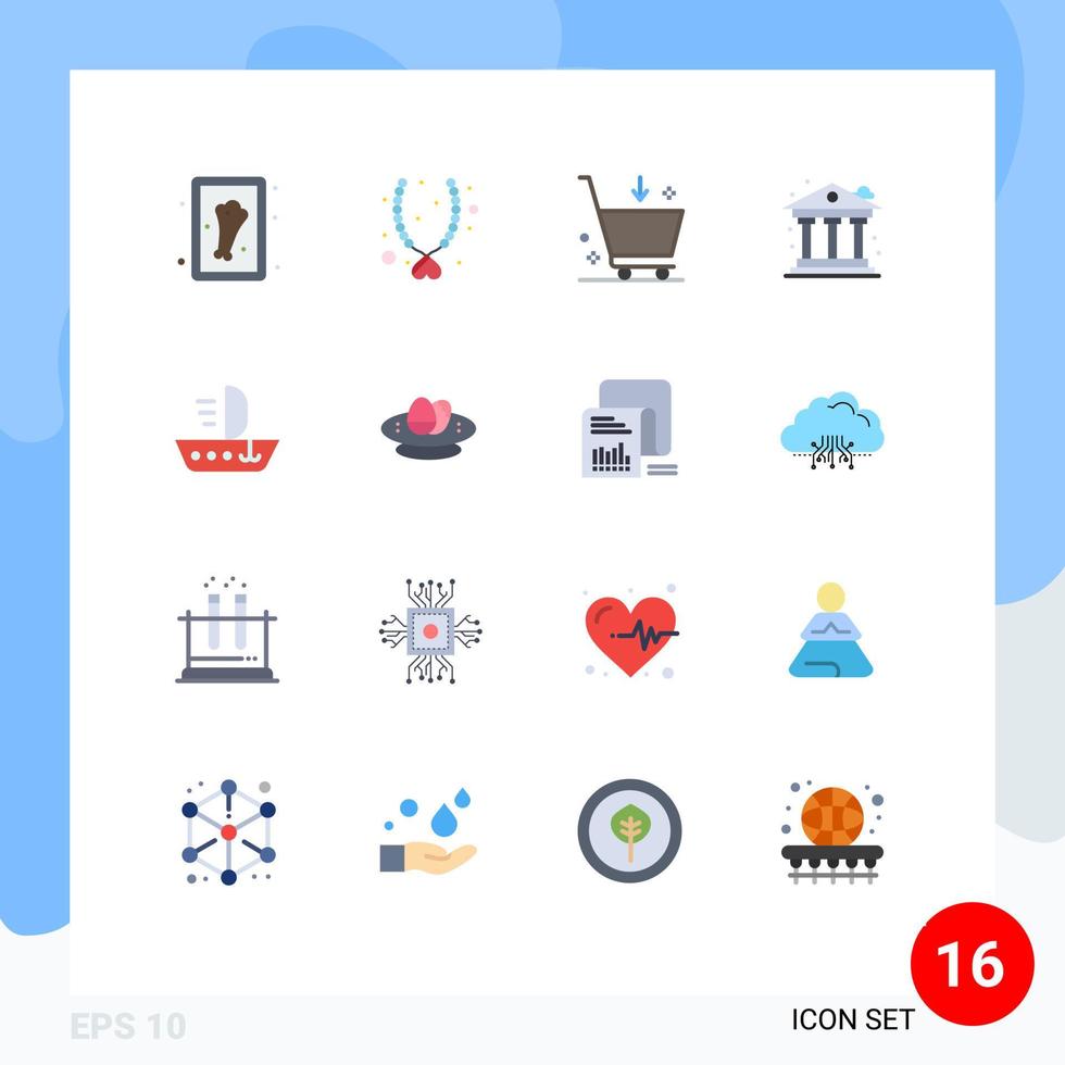 16 Universal Flat Colors Set for Web and Mobile Applications skiff sail cart money life Editable Pack of Creative Vector Design Elements