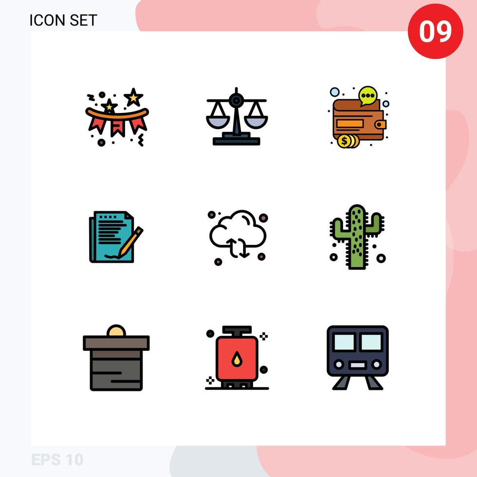 Universal Icon Symbols Group of 9 Modern Filledline Flat Colors of layout report scale agreement money Editable Vector Design Elements