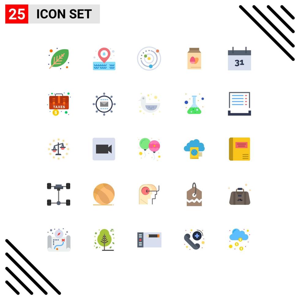 Set of 25 Vector Flat Colors on Grid for calendar easter orbit bottle sphere Editable Vector Design Elements