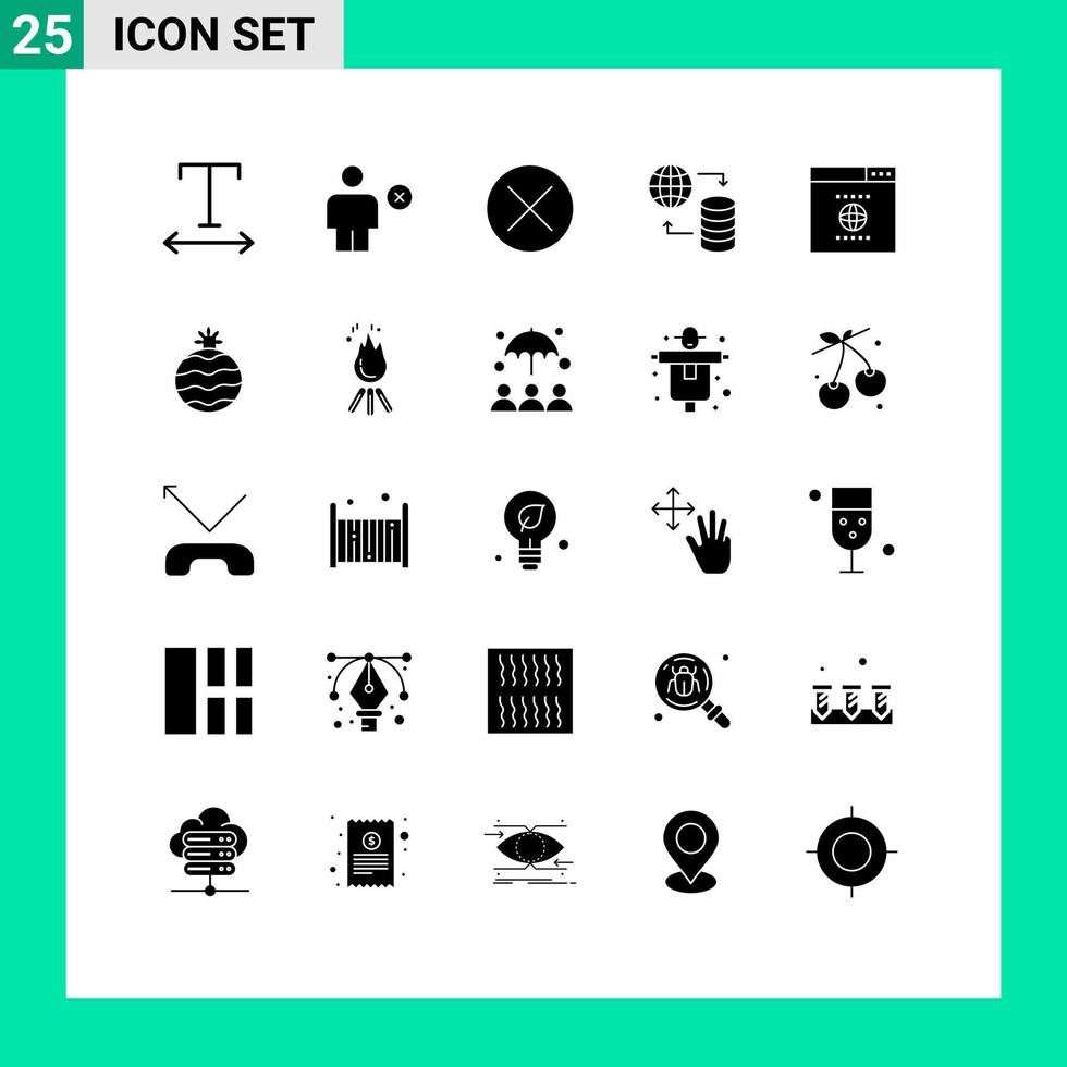 Stock Vector Icon Pack of 25 Line Signs and Symbols for seo web close service hosting Editable Vector Design Elements