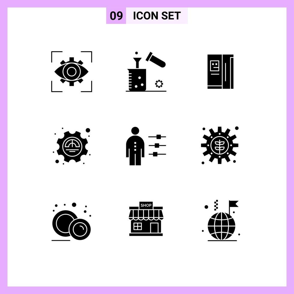 9 Universal Solid Glyph Signs Symbols of productivity excellency test tube efficiency cooling Editable Vector Design Elements