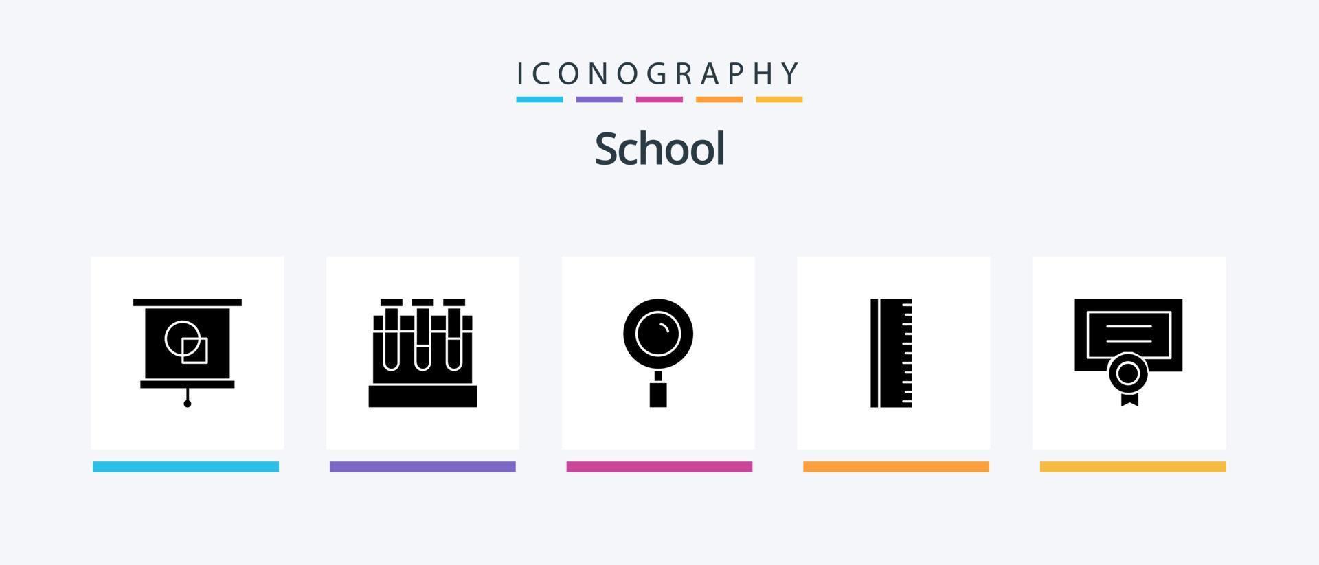 School Glyph 5 Icon Pack Including degree. award. find. school. education. Creative Icons Design vector