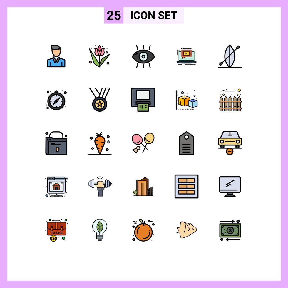 25 iconos creativos signos y símbolos modernos de la computadora portátil de la planta del reproductor tutorial forman elementos de diseño vectorial editables vector