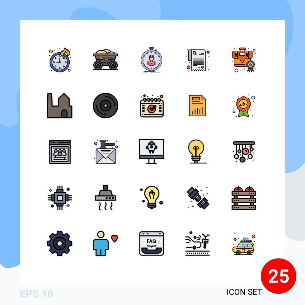 Universal Icon Symbols Group of 25 Modern Filled line Flat Colors of gold award speed rx pharmacy Editable Vector Design Elements