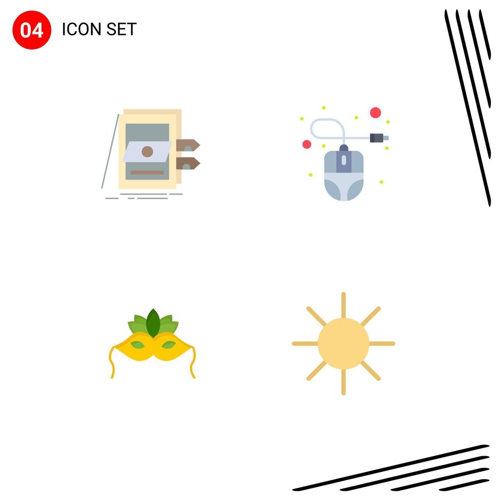 Pack of 4 Modern Flat Icons Signs and Symbols for Web Print Media such as pos mask system computer mouse venetian Editable Vector Design Elements