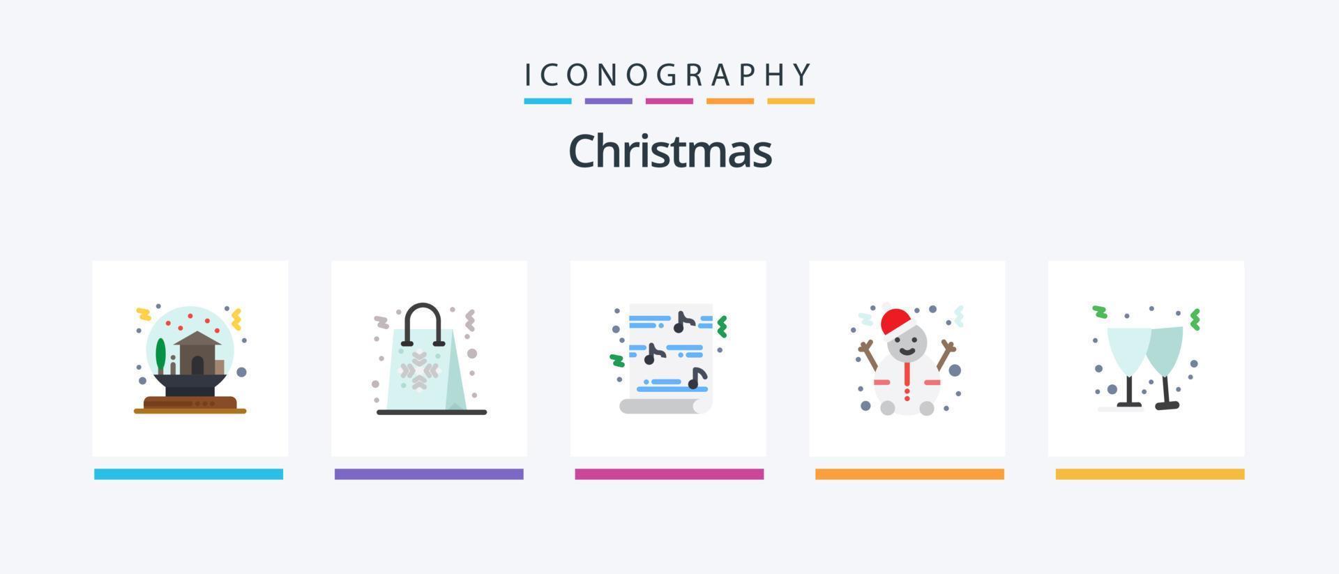 Christmas Flat 5 Icon Pack Including beer. snow. shopping. man. music. Creative Icons Design vector