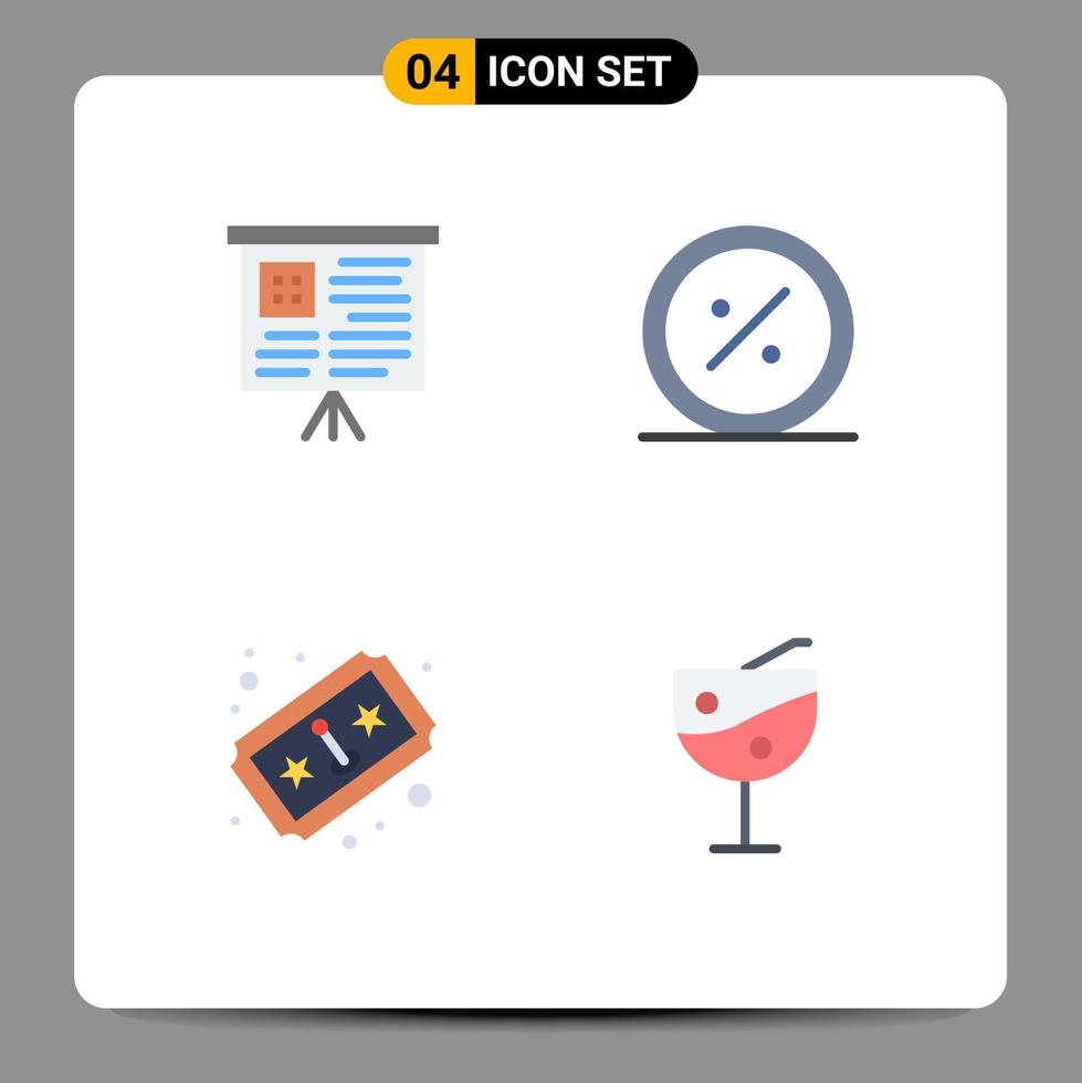 Set of 4 Commercial Flat Icons pack for board game discount market joystick Editable Vector Design Elements