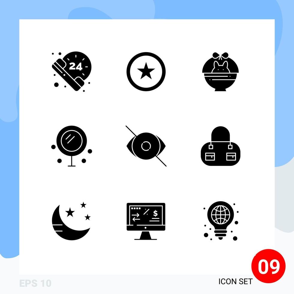 Stock Vector Icon Pack of 9 Line Signs and Symbols for vision face baby eye love Editable Vector Design Elements