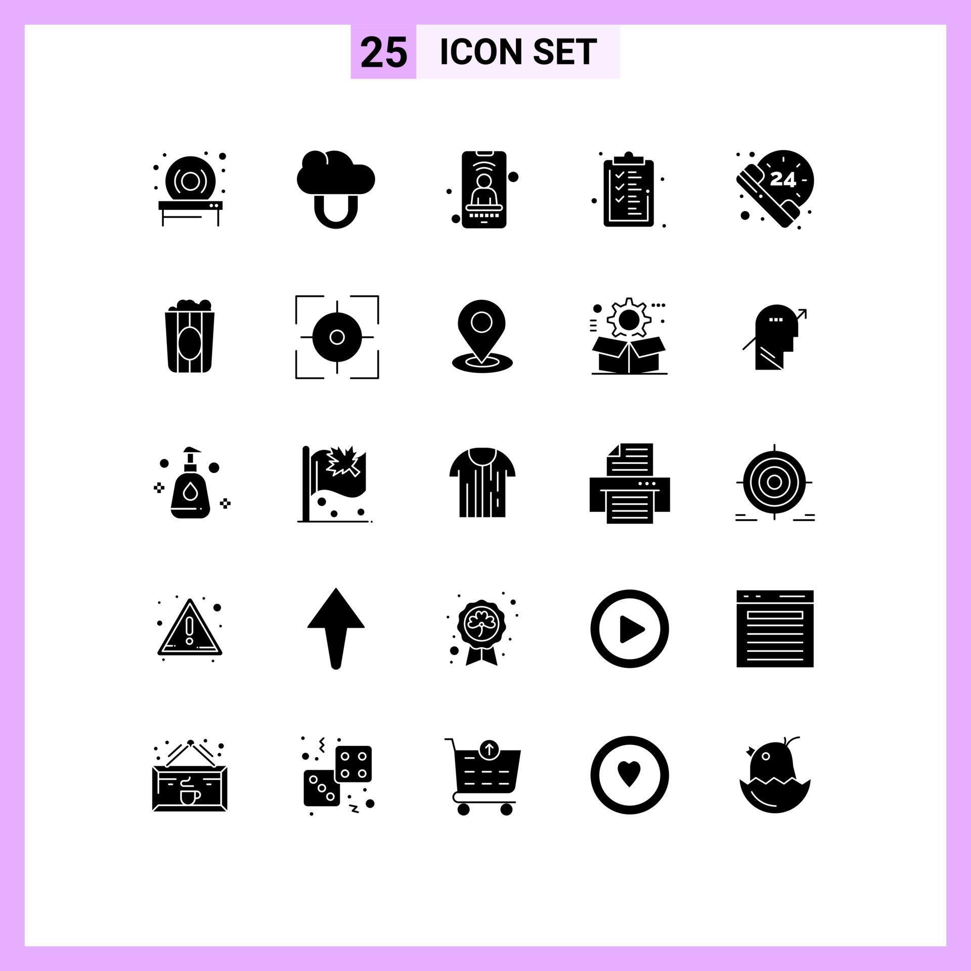 Stock Vector Icon Pack of 25 Line Signs and Symbols for cinema call ...