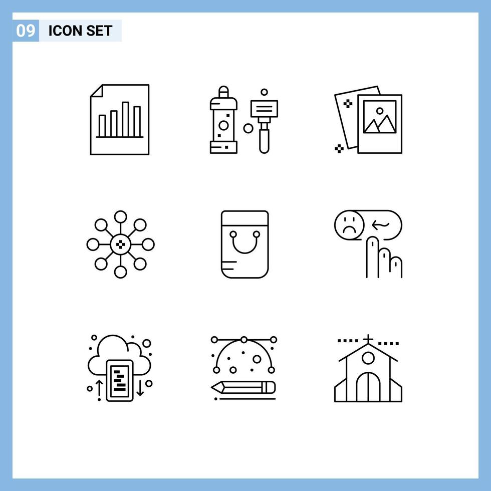 Modern Set of 9 Outlines and symbols such as cell biochemistry shave picture photo Editable Vector Design Elements