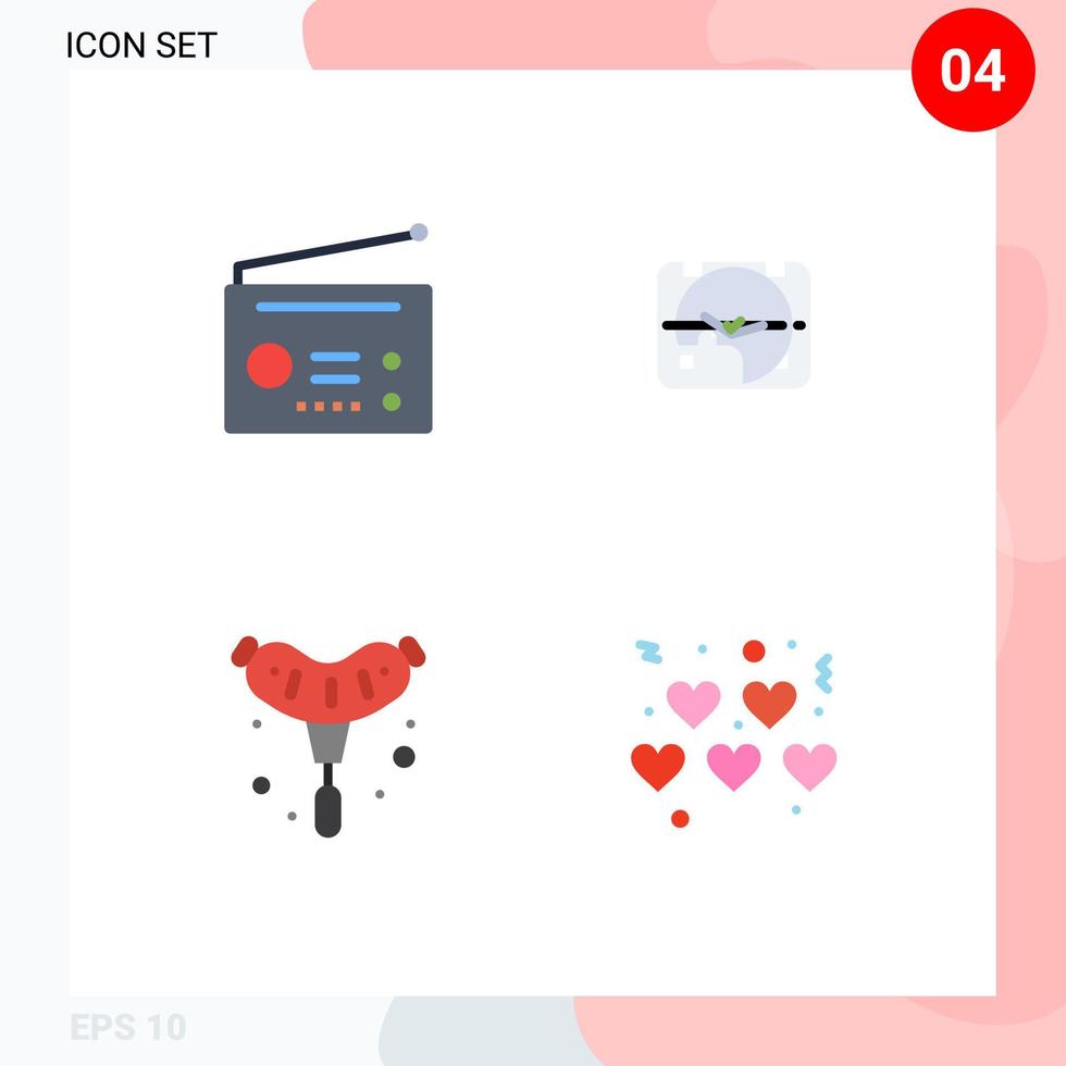 Editable Vector Line Pack of 4 Simple Flat Icons of devices bbq technology day grill Editable Vector Design Elements