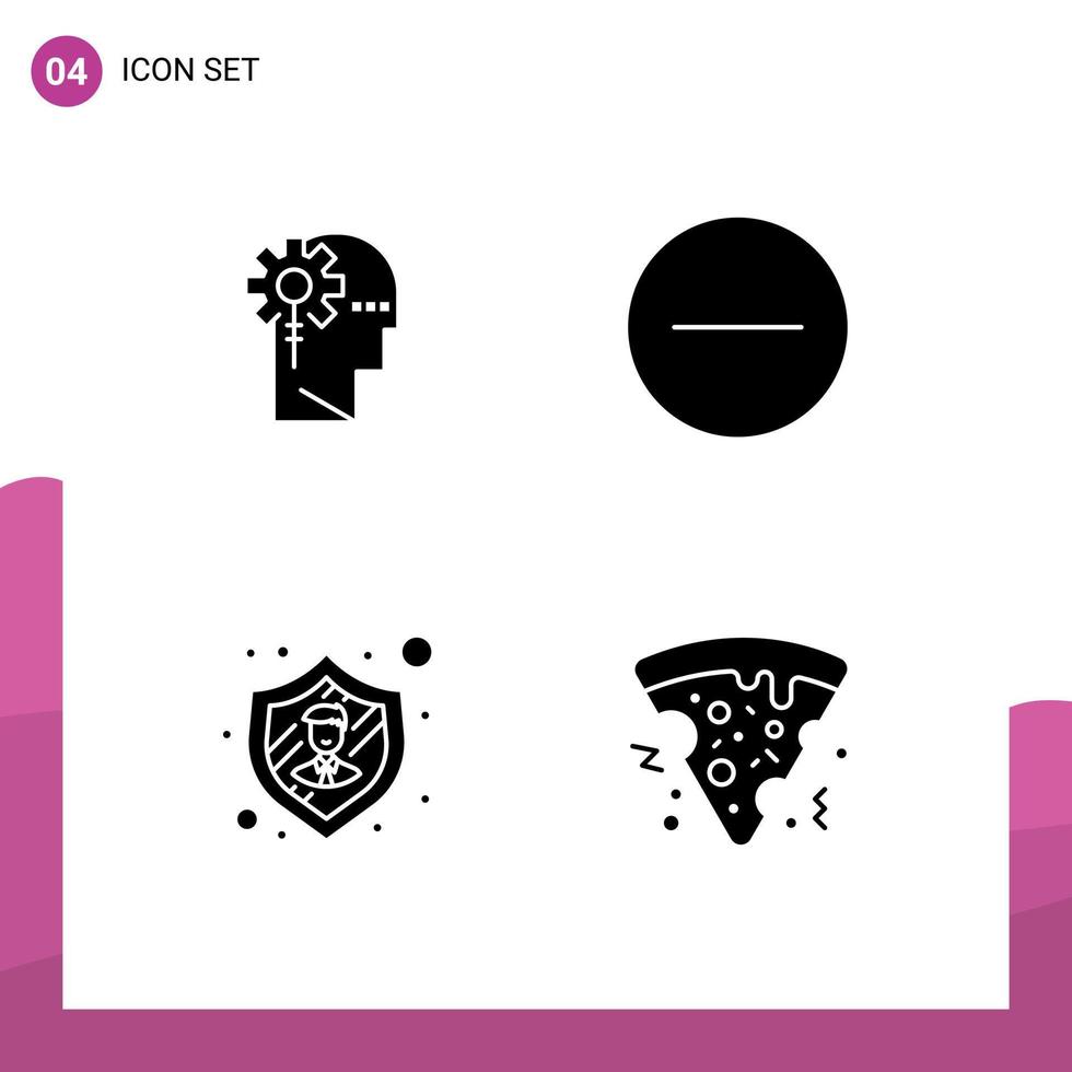 Pictogram Set of 4 Simple Solid Glyphs of analytics safety information delete fast food Editable Vector Design Elements