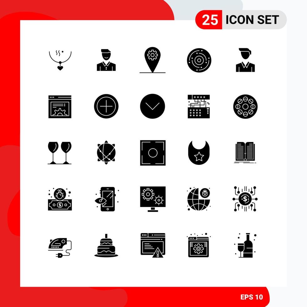 25 Solid Glyph concept for Websites Mobile and Apps happy celebration happy location gear Editable Vector Design Elements