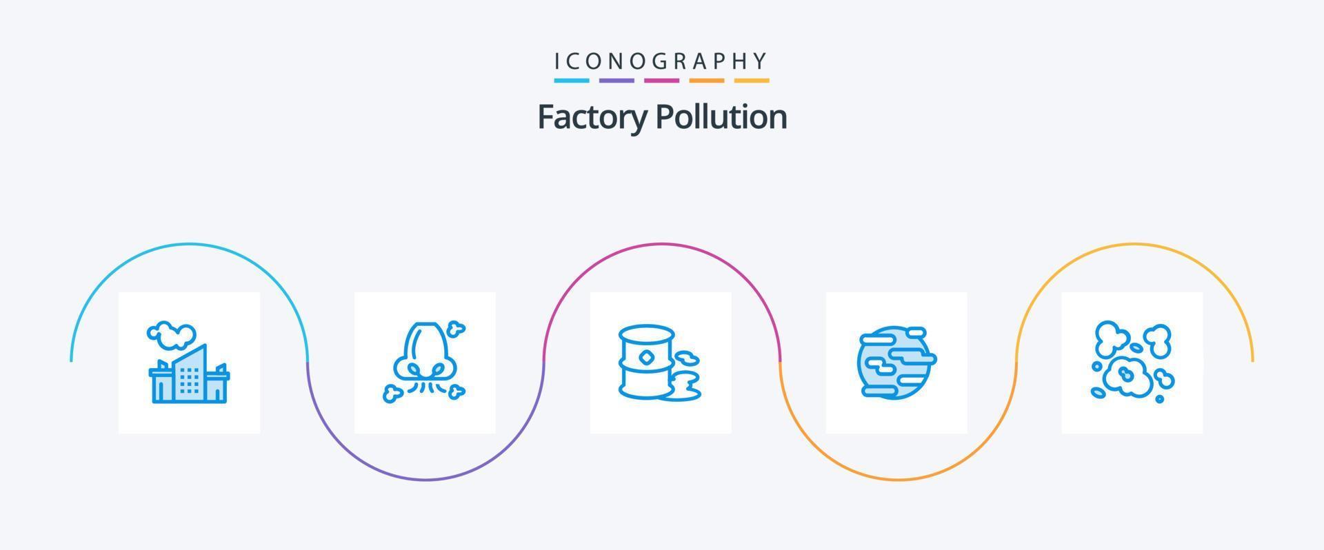 Factory Pollution Blue 5 Icon Pack Including world. pollution. pollution. help. pollution vector