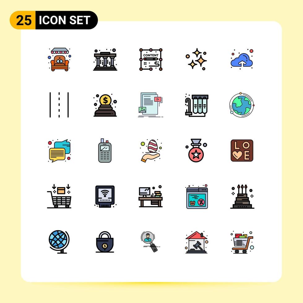 conjunto de 25 iconos modernos de la interfaz de usuario signos de símbolos para documentos de lavado lavado limpieza elementos de diseño vectorial editables vector