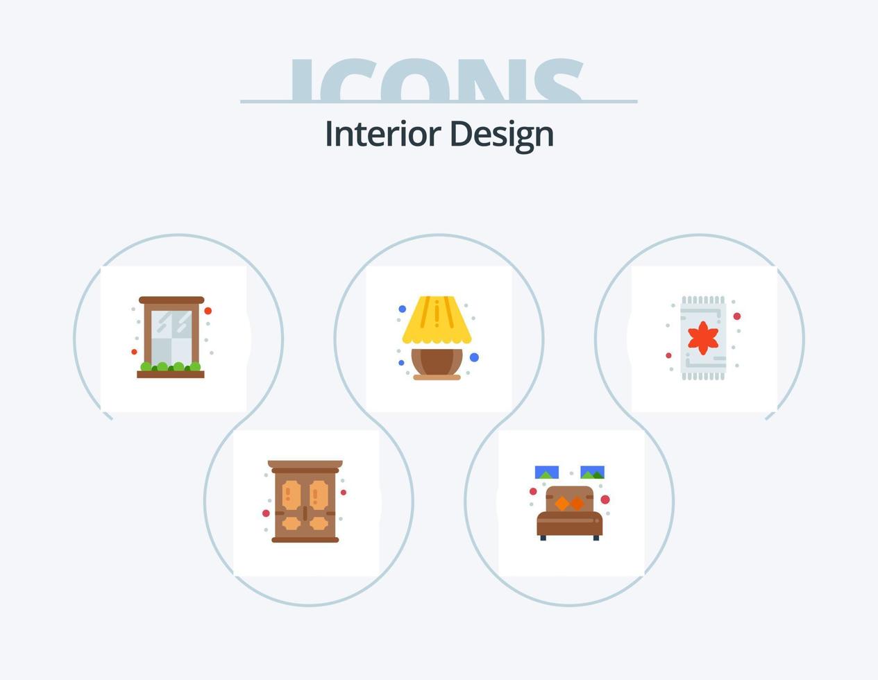 diseño de interiores paquete de iconos planos 5 diseño de iconos. Encendiendo. lámpara. decorar el hogar. decorar el hogar. hogar vector