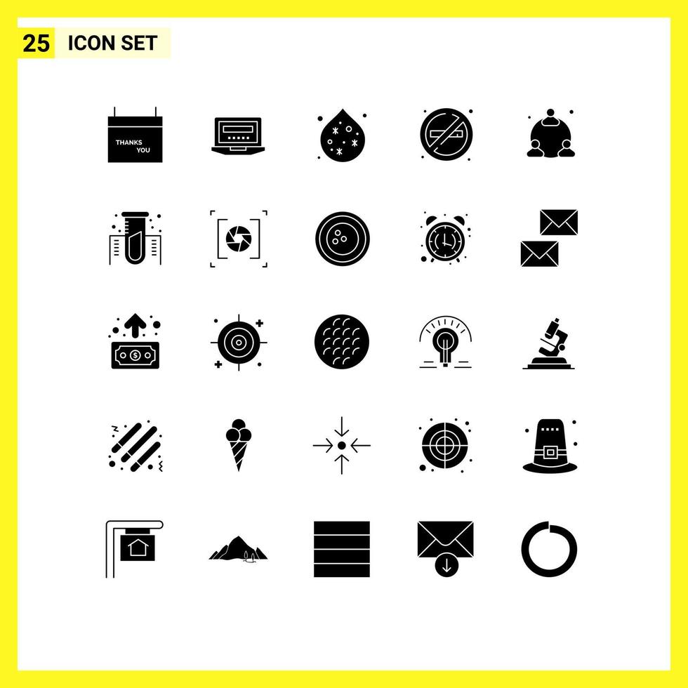 Group of 25 Modern Solid Glyphs Set for network web pollution no smoke no Editable Vector Design Elements