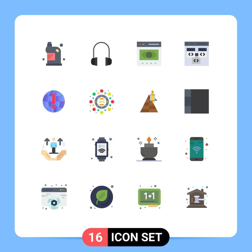 Universal Icon Symbols Group of 16 Modern Flat Colors of development coding business browser online Editable Pack of Creative Vector Design Elements