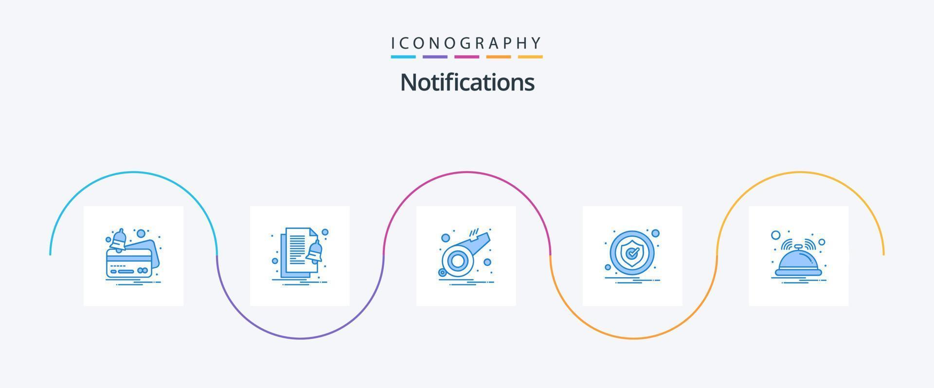 Notifications Blue 5 Icon Pack Including hotel. security. alarm. notification. alert vector
