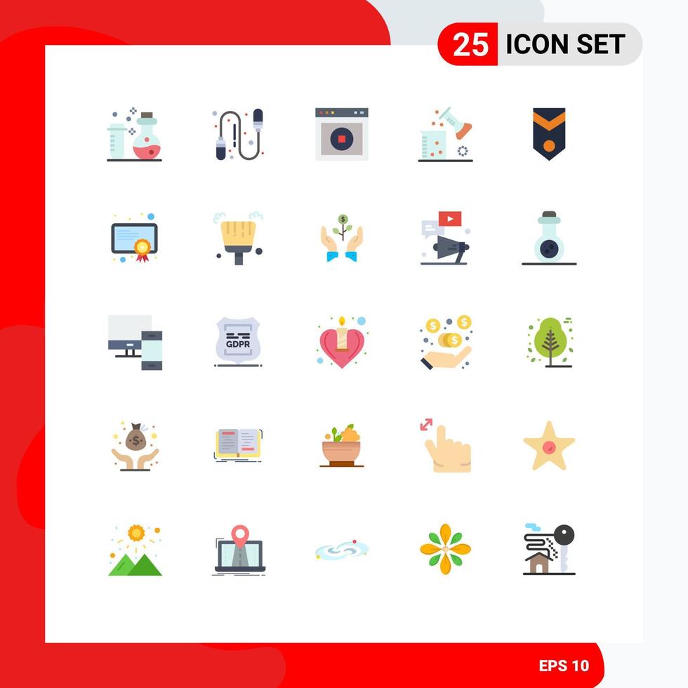 25 Universal Flat Color Signs Symbols of badge science of matter ui science lab chemical science Editable Vector Design Elements