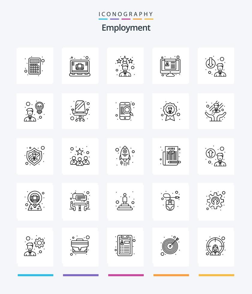 paquete de iconos de esquema de empleo creativo 25 como la degradación. reanudar. mejor. aplicacion de trabajo. CV vector