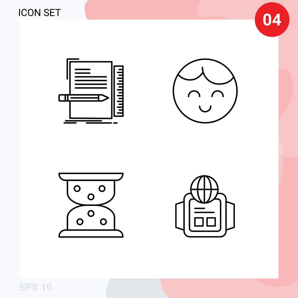 4 Universal Line Signs Symbols of code loading programming boy technology Editable Vector Design Elements