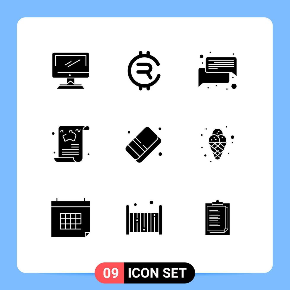 Universal Icon Symbols Group of 9 Modern Solid Glyphs of guide article crypto currency news message Editable Vector Design Elements