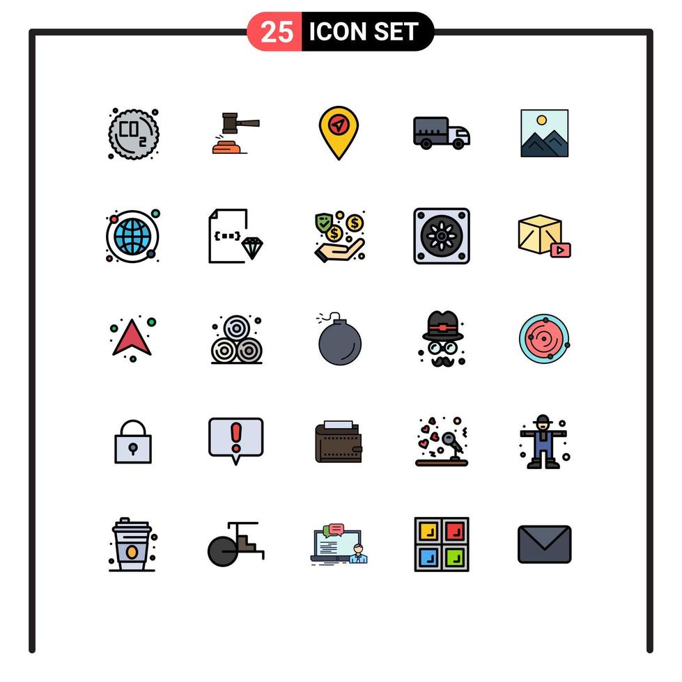 25 Creative Icons Modern Signs and Symbols of transport delivery hammer pointer location Editable Vector Design Elements