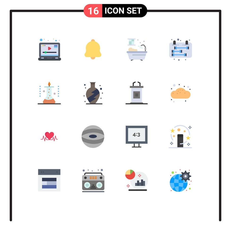 16 Flat Color concept for Websites Mobile and Apps science laboratory bathroom schedule calendar Editable Pack of Creative Vector Design Elements