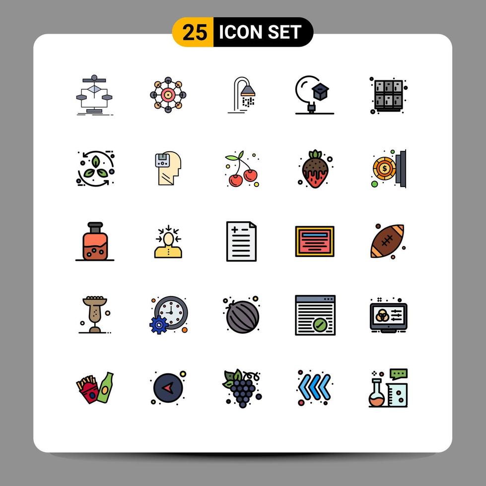 Set of 25 Modern UI Icons Symbols Signs for university learning scince knowledge shower Editable Vector Design Elements