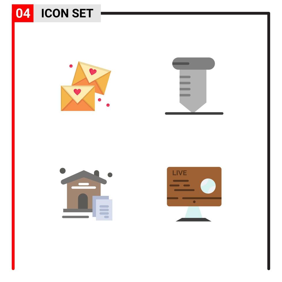 4 Flat Icon concept for Websites Mobile and Apps email document wedding tools football Editable Vector Design Elements