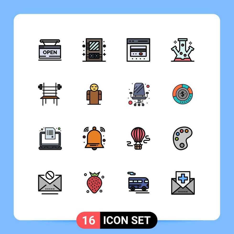 Stock Vector Icon Pack of 16 Line Signs and Symbols for science knowledge utensil chemistry ecommerce Editable Creative Vector Design Elements