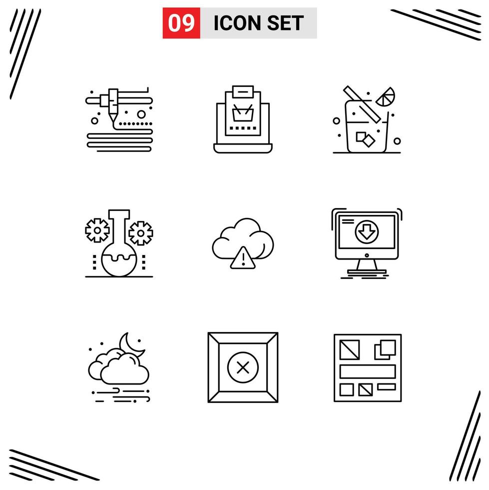 Modern Set of 9 Outlines Pictograph of technology cloud food technology lab lab management Editable Vector Design Elements