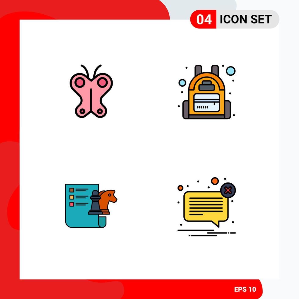 4 iconos creativos signos y símbolos modernos de estrategia animal alerta de viaje natural elementos de diseño vectorial editables vector